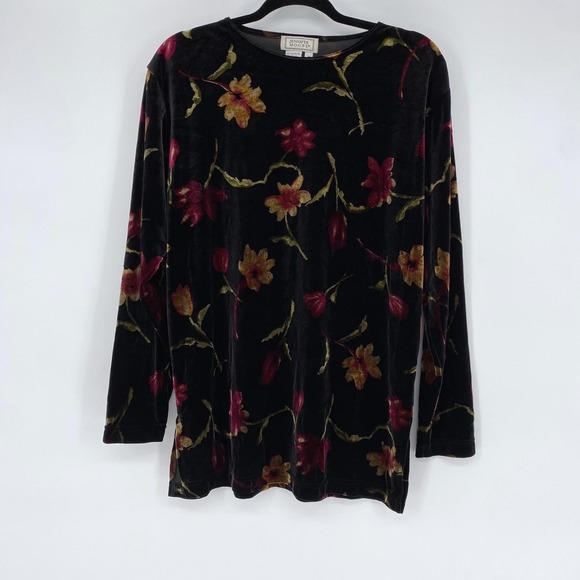 Jennifer Moore Tops - Vintage 90s Stretch Velvet Moody Floral Witchy Tunic Dark Romantic Grunge Top